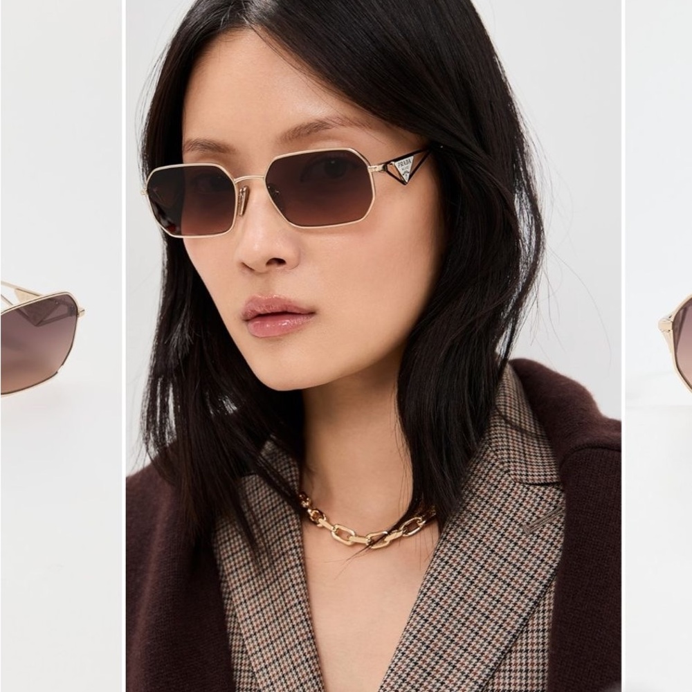 Prada Gold Frame Sunglasses with Brown Lenses